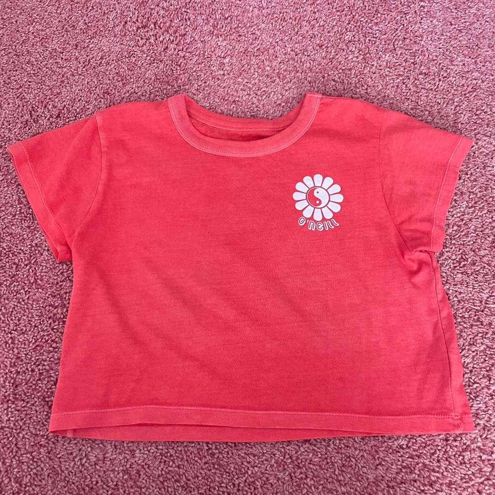 O'Neill Red Baby Tee with Floral Accent